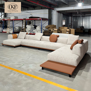 أريكة مقطعية كبيرة لغرفة المعيشة، أثاث عصري على شكل حرف U، أريكة قماشية مقطعية مع شازلونج، طقم أريكة زاوية - Product Image 1