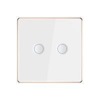 Interrupteur tactile intelligent 86 EU 1 voie Zigbee double mode pour application Smart Life Alexa Google Home, panneau en verre concave, fil neutre requis