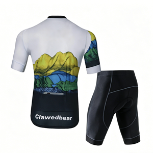 All Over Printed Long Short Cycling Suit Unisex Sweat Proof Full Zip Jersey Shock Absorb <b>Pad</b> Shorts Race & City Commute Set - Product Image 2