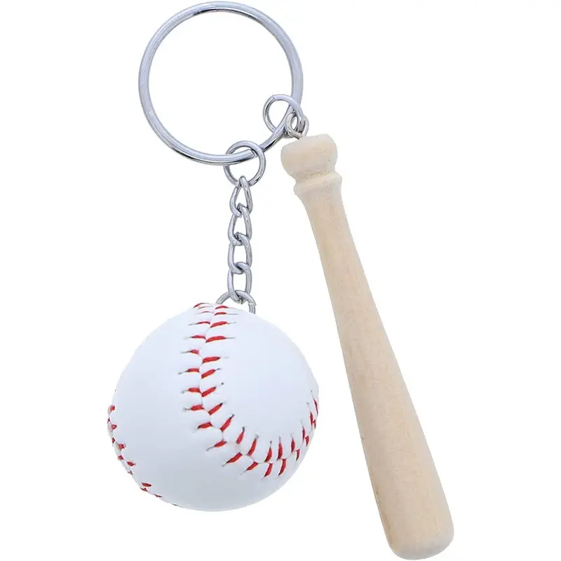Penjualan terlaris gantungan kunci tongkat baseball kulit kustom gantungan kunci bisbol