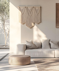 Artilady <span class=keywords><strong>macramé</strong></span> Boho tapisserie tissé à la main Art nordique tenture murale glands barre écran coton décoration de la maison pour bureau appartement - Product Image 2