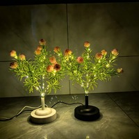 Lampu Bunga Hydrangea Pink Buatan LED, Lampu Dekorasi Bercahaya Putih Hangat untuk Dalam Ruangan, Dioperasikan dengan Baterai USB, untuk Thanksgiving