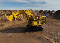 Excavatrice sur chenilles KOMATSU PC9000 d'occasion, godet frontal de 46 m³, hydraulique puissant de 883 tonnes, pour l'exploitation minière et la construction, travaux de terrassement