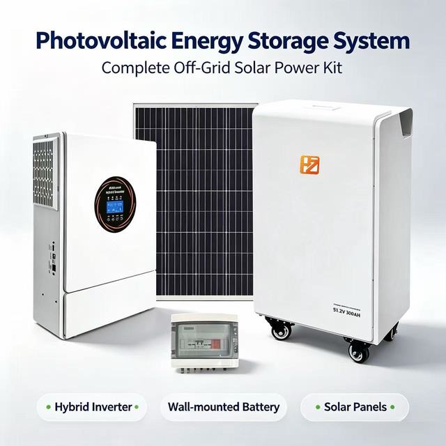 Photovoltaic Energy Storage System Complete Grid Monocrystalline Silicon Power Kit Hybrid Inverter Wall Mounted LiFePO4 Battery