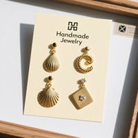 Carte de présentation de bijoux personnalisée pour boucles d'oreilles et colliers, avec logo, taille, forme et matériau sur mesure