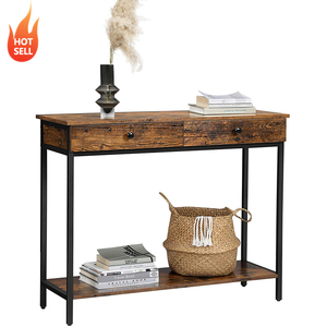 Meubles de salon industriel, couloir marron, cadre en <span class=keywords><strong>acier</strong></span>, Table de <span class=keywords><strong>Console</strong></span> en <span class=keywords><strong>bois</strong></span> moderne avec 2 tiroirs - Product Image 2