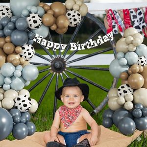 YACHEN 124個入り カウボーイ ダスティブルー カウ バルーン ガーランド アーチキット カウボーイ ベビーシャワー ウェスタンテーマ 誕生日パーティー デコレーション用 - Product Image 3