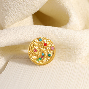 Broche con Diseño de Luna, Chapado en Oro de 18k, Engaste con Bisel, para Uso Diario Femenino - Product Image 4
