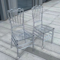 Chaises de salle à manger transparentes du fabricant pour événements de mariage, chaise couronne française, chaise de banquet de mariage, chaise de trône pour hôtels