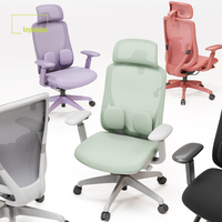 Chaise de bureau ergonomique avec support lombaire, entièrement en maille, réglage de hauteur à vérin, accoudoirs ajustables