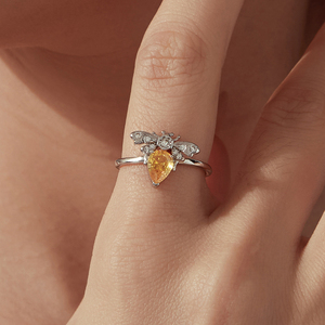 Anillo de cóctel de citrino plateado con diseño de insecto, joyería de moda glamurosa para mujer, regalo de piedra de nacimiento de noviembre - Product Image 5