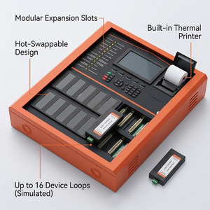 Panneau d'alarme incendie adressable 6 boucles, système de protection incendie intelligent avec écran LCD EN54 LPCB - Product Image 4