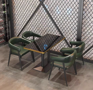 American Vintage Diner Booth Set-Chaises en bois massif et table résistante à la chaleur pour la cafétéria du personnel de l'hôtel/Service rapide - Product Image 4