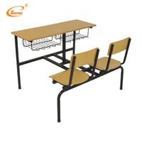 Ensemble bureau et chaise double moderne et économique avec 2 tiroirs, bureau d'étude réglable pour l'école, la salle de classe, le bureau à domicile
