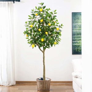 Limoneros artificiales grandes de 6 pies Planta de simulación casi natural en maceta de plástico Decoración interior y decoración de porche al aire libre - Product Image 2