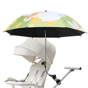 Poussette pour bébé, pare-soleil en vinyle noir pour enfants, poussette d'extérieur, protection UV, logo personnalisable, 8 baleines, poignée en acier - Product Image 2