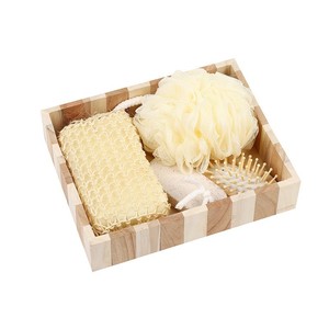 Ensemble cadeau de beauté et de spa personnalisé de 6 pièces, ensemble de bain en bois comprenant une brosse à cheveux, une pierre ponce et des éponges de bain - Product Image 3