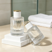 Flacon de parfum en verre rechargeable, atomiseur vide, flacon de parfum en verre texturé côtelé, flacon pulvérisateur de parfum rond vide