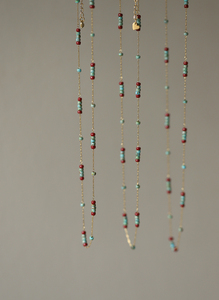 Collar de cadena con cuentas multicolor bohemio hecho a mano, chapado en oro de 18 quilates, con dije de bola de acero inoxidable con engaste de garra, 18 pulgadas - Product Image 5