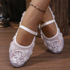 Calzado plano ligero de malla con bordado de perlas estilo Mary Jane para mujer, elegantes <span class=keywords><strong>zapatos</strong></span> de <span class=keywords><strong>ballet</strong></span>, gran venta. - Product Image 4