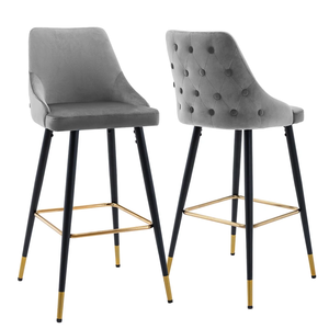 Taburete de Bar Moderno y Lujoso con Reposabrazos de Terciopelo, Patas de Metal Bicolor Negro y Dorado, Silla de Barra para Hogar, Restaurante, Hotel, Apartamento - Product Image 5
