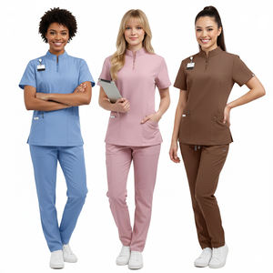 Uniforme de Enfermería Profesional Azul Claro de Dos Piezas, Tejido Transpirable de Fácil Cuidado con Cierre Frontal y Múltiples Bolsillos para Mayor Comodidad - Product Image 2