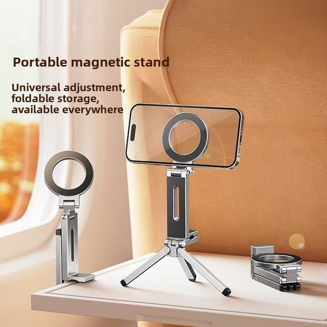 Cross-border Best-Selling Travel Magnetic Phone Holder MagSafe-Compatible Portable Clip-Style Rotatable Foldable Design