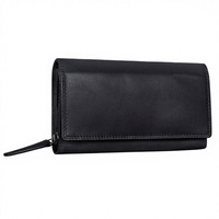 Dompet Pendek Kulit Asli Coklat Anti RFID Lipat Tiga Kantong Koin Tempat Kartu Penutup Ritsleting Unisex Vintage