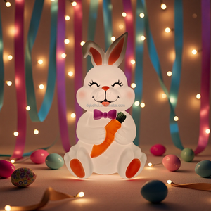 <b>Easter</b> White Rabbit Holding Carrot-shaped Decorations with LED - Product Image 4