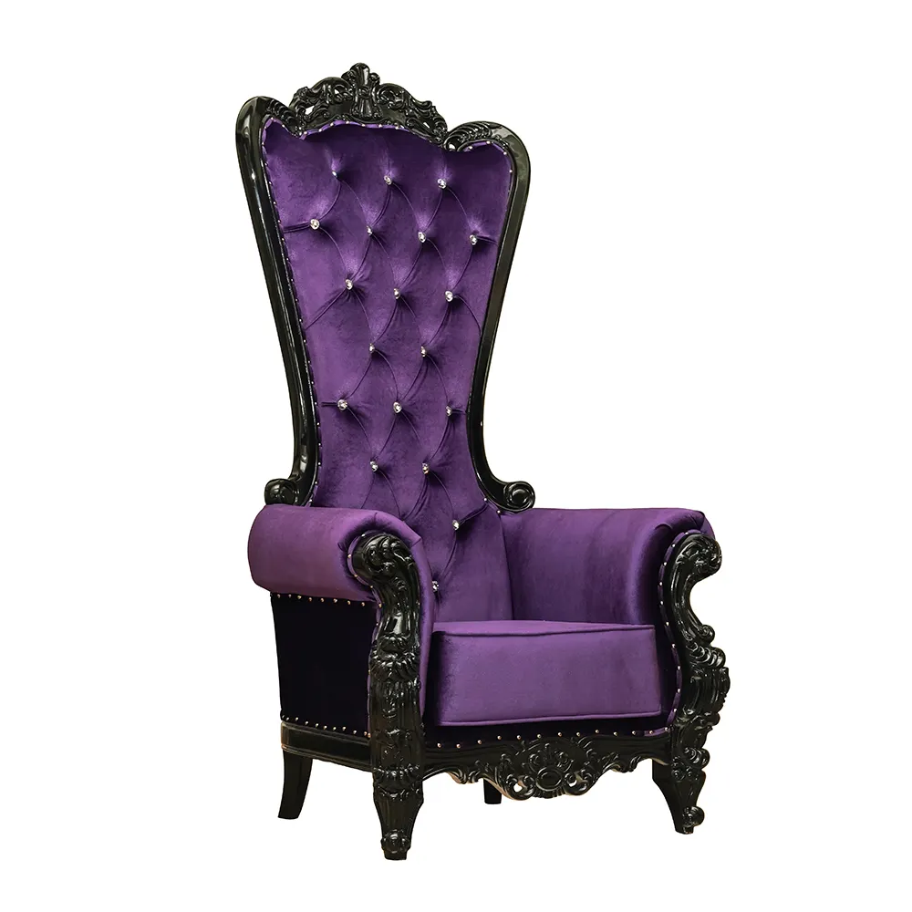 Roi de luxe et reine chaises de trône de mariage violet