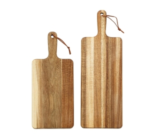 Planche à découper de cuisine en bois d'acacia massif de qualité commerciale, robuste, pour steak et pain, avec poignée antidérapante pour pub - Product Image 1