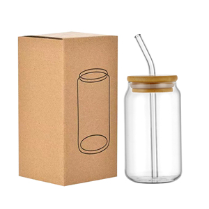 Vaso <span class=keywords><strong>de</strong></span> <span class=keywords><strong>Vidrio</strong></span> Borosilicato <span class=keywords><strong>de</strong></span> 12oz/16oz en Forma <span class=keywords><strong>de</strong></span> Lata, Vaso Transparente Tipo Mason Jar para Cerveza <span class=keywords><strong>con</strong></span> <span class=keywords><strong>Tapa</strong></span> <span class=keywords><strong>de</strong></span> Bambú <span class=keywords><strong>y</strong></span> Pajita - Product Image 1