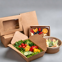 Boîtes d'emballage alimentaire rigides en papier kraft mat, écologiques, recyclables, avec fermeture magnétique et poignée, pour plats à emporter