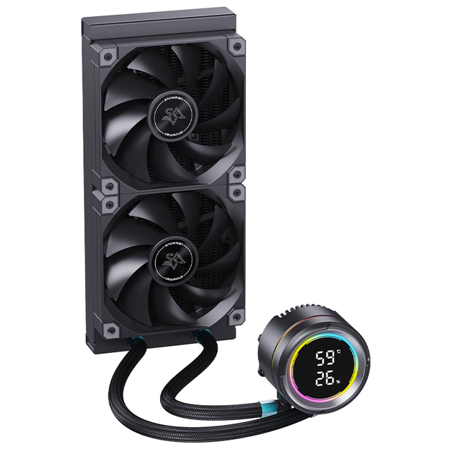 SNOWMAN 240mm AIO Liquid Cooler with Digital Temp Display Screen Pump Lightless No LED Quiet Fans 4pin CPU