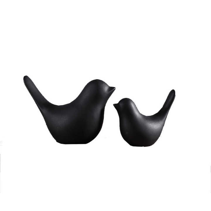 Custom Nordic Small Ornaments Home Decoration Animal Figurines Porcelain Statues Craft Dekoration Black and White Ceramic Bird