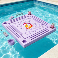 Plateau de Mahjong Flottant de Luxe Moderne en EVA à Motif Imprimé Personnalisé ODM avec Porte-Gobelet Intégré et Plateau en Mousse de Forme Personnalisée 90x90cm
