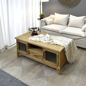 Table basse en bois massif de style rustique pour salon, durable, avec un design décoratif, des tiroirs de rangement et une montage facile - Product Image 5