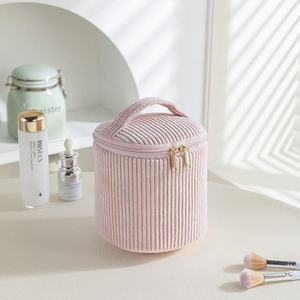 Ensemble de trousses de maquillage en velours côtelé polyester grande capacité, organiseur de <span class=keywords><strong>voyage</strong></span> portable avec fermeture éclair, style national pour femmes - Product Image 1