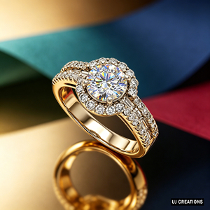 Bague de mariage personnalisée en or massif S925/10K/14K/18K avec diamant rond brillant de 1,00 carat cultivé en laboratoire VVS-VS, plaqué or 14K, pour soirée - Product Image 2