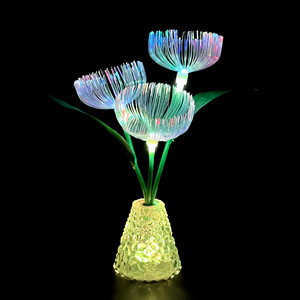 Lumière à fibre optique en forme de méduse à 3 têtes, base à effet d'ondulation d'eau, moderne, décoration créative d'intérieur, lumière changeante de couleur pour Noël - Product Image 3