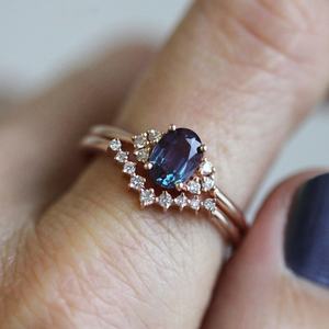 Jovovasmile 0.7 Catat 5*7mm 타원형 컷 18K 로즈 골드 보석 실험실 성인 다이아몬드 알렉산더 링 - Product Image 1