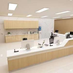 Mostrador de Recepción Moderno de Madera Blanca, Estilo Panel, Mesa de Oficina para Salón, Centro Comercial, Hotel, Hogar, Bar, Apartamento - Product Image 4