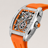 Montre mécanique sportive carrée pour homme en alliage, réserve de marche, bracelet en silicone, lumineuse, étanche, multifonctionnelle, modèle 8601G