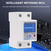 Meter Energi Digital Fase Tunggal 220V AC Reset Zero, Din Rail, kWh, Tegangan, Arus, Konsumsi Daya, Wattmeter, Meter Listrik