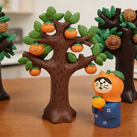 Glückliche Orange Katze Harz-Ornament-Set Pyramiden-Design Handgefertigt Handbemalt Niedliche Mini-Figur Heim-Desktop-Dekoration Musikliebhaber