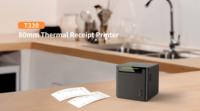Imprimante thermique de reçus 80 mm USB+LAN avec alimentation frontale, idéale pour restaurants et cuisines, avec coupe automatique et prise en charge du tiroir-caisse
