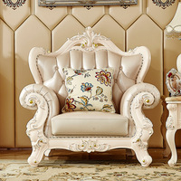 Canapé de luxe européen de style antique, design personnalisé par le fabricant, en cuir véritable doré, ensemble de canapés classiques pour villa