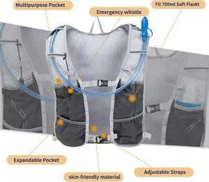 Gilet d'hydratation unisexe léger et tendance en nylon imperméable avec fermeture éclair, pour course, marathon, trail, avec ceinture à coussin d'air et logo personnalisé - Product Image 3