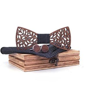 Cổ điển handmade Mens gỗ BOW TIE với phù hợp với túi vuông và người đàn ông của Khuy măng sét thiết lập tc260010 - Product Image 5