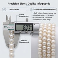 Vente en gros de perles de culture d'eau douce naturelles blanches de qualité 1A, 8-9 mm, ondulées, en forme de pomme de terre, pour la fabrication de bijoux faits main
